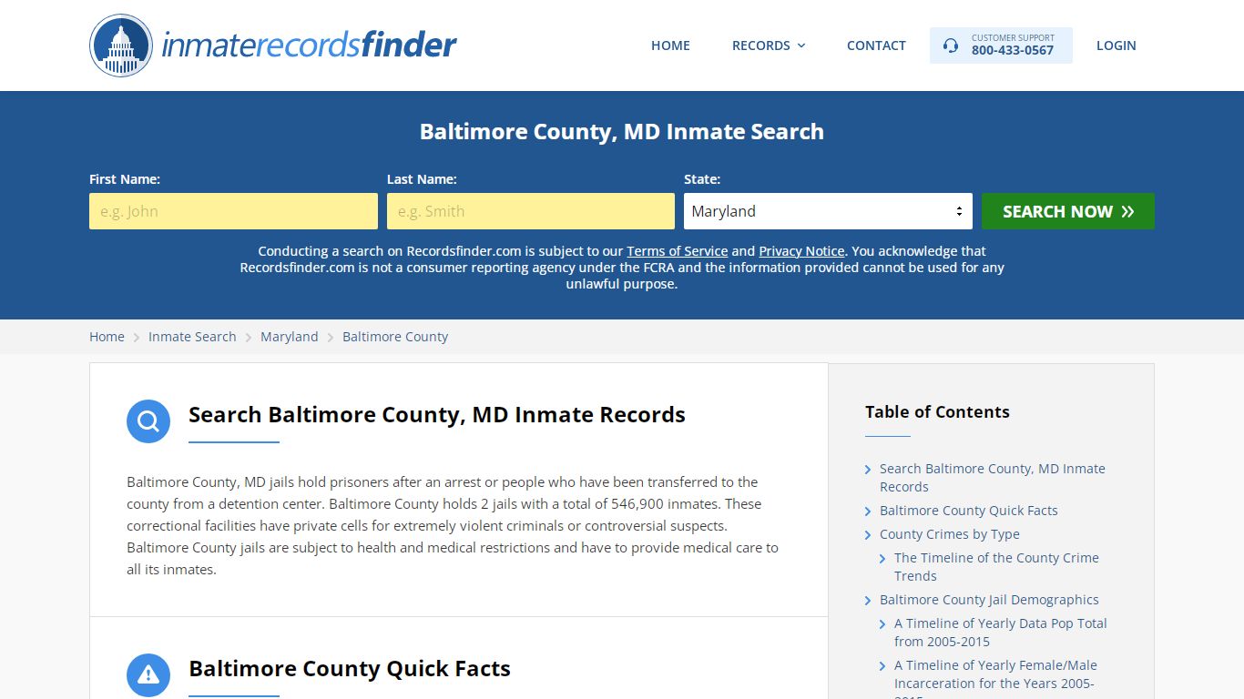 Baltimore County, MD Inmate Lookup & Jail Records Online